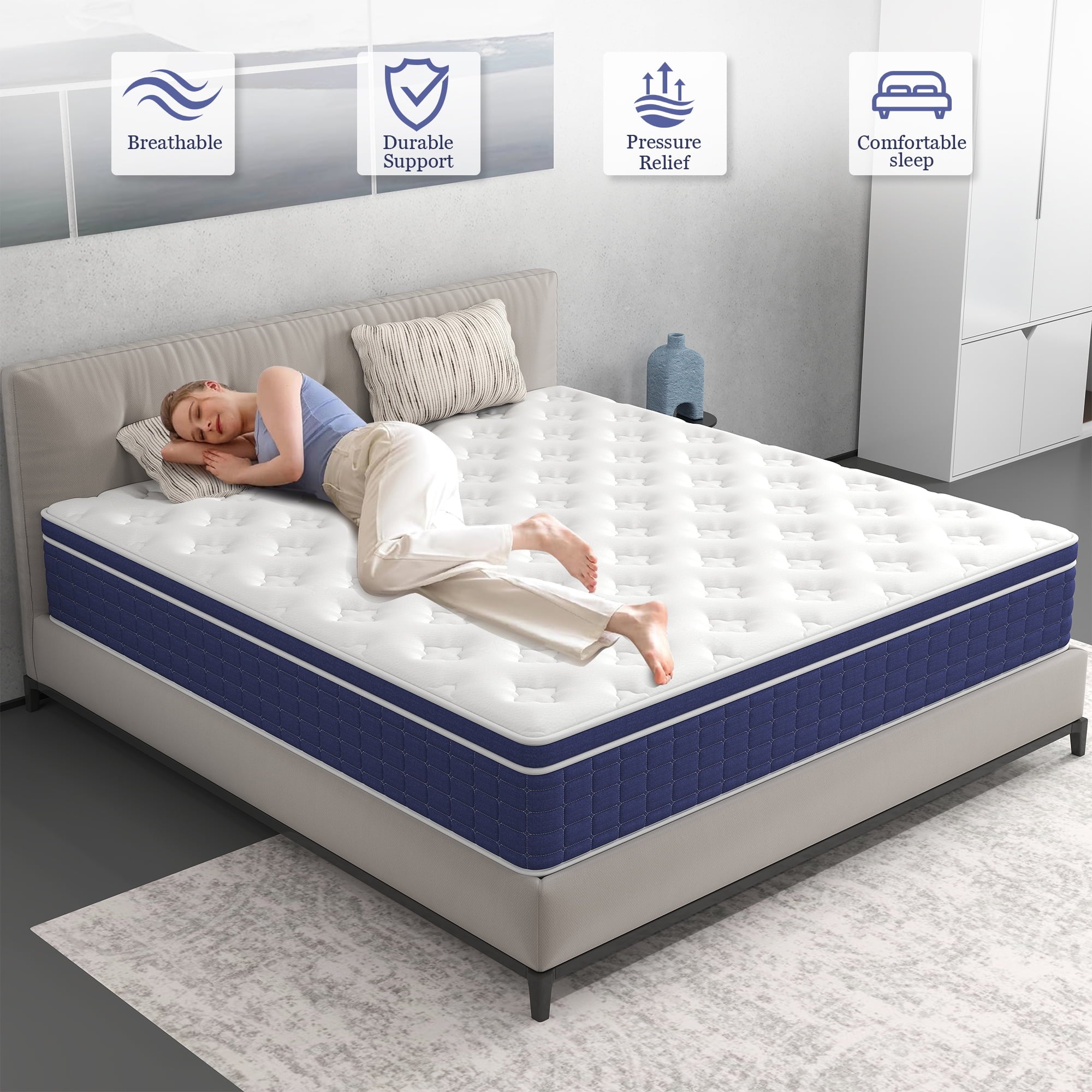 14inch King Mattress,Hybrid Mattresses Medium Firm in a Box